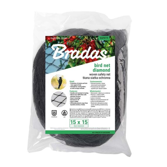 Сітка для захисту від птахів Bradas DIAMOND 20 г/м² 10x10 м, ткана, 15 x 15 мм (AS-BN20151510010)