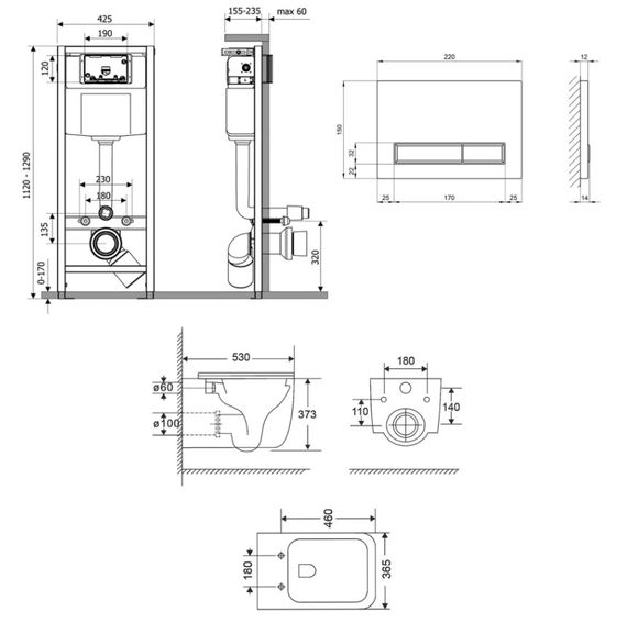 Набір Qtap Nest 4 в 1 підвісний унітаз Gemini Ultra Quiet 530х365х373 + комплект інсталяції QT2533076EUQMB46169 | Зображення 1
