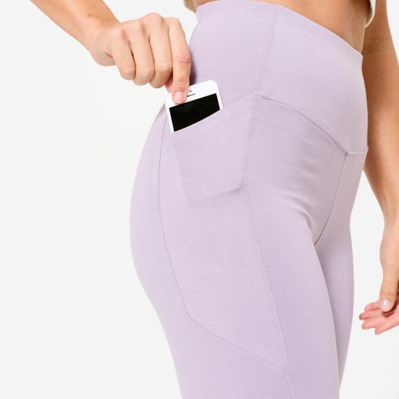 Легінси жіночі для фітнесу з високою талією сіро-фіолетові - L UA46L31 | Зображення 2