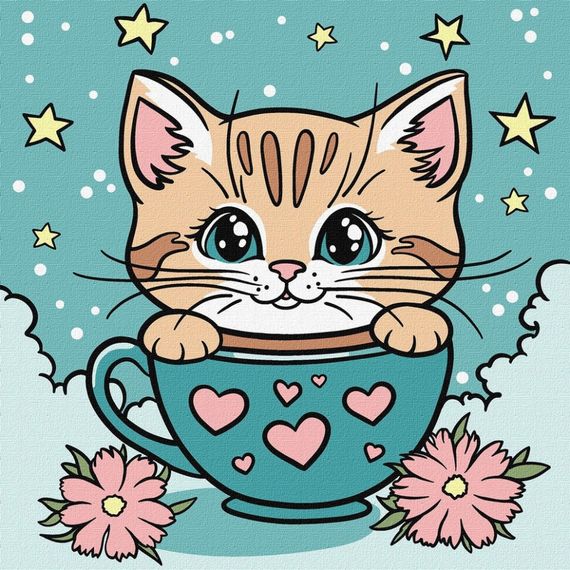 Картина за номерами "Чудовий котик" ©art_selena_ua KHO6280, 25х25 см