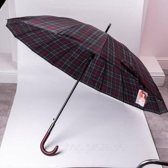 Класична парасолька-тростина напівавтомат з поліестеру 16 спиць діаметр 117 см Червона HP-23-4R | Зображення 6