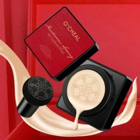 Кушон для лица + спонжик Beauty Linasi Red O`CHEAL, Натуральный оттенок / Тональный крем / Крем пудра