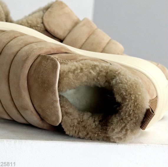 М'які замшеві бежеві автоледі на хутрі на платформі | Зображення 7