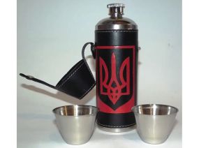 Фляга круглая + 2 стопки. Объём: 270 мл. F1-2915