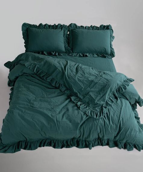 Постельное белье Limasso Stonewashed Exclusive Ranforce 160 х 220 см Dark Green | Зображення 4