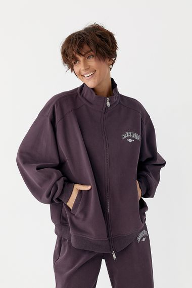 Зимовий спортивний костюм з написами - баклажан цвет, M/L (є розміри) | Зображення 2