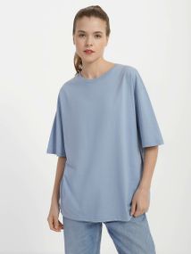 Футболка жіноча оверсайз сіро-блакитна, 2XL