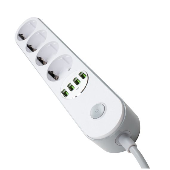 Мережевий фільтр живлення ColorWay CW-CHE44W, 4 розетки/4USB White 2M (CW-CHE44W) | Зображення 4