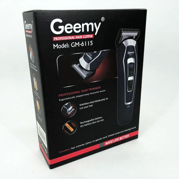 Машинка для стрижки волос домашняя GEMEI GM-6115, Электробритва с насадками, ZG-485 Подстригательная машинка | Зображення 4