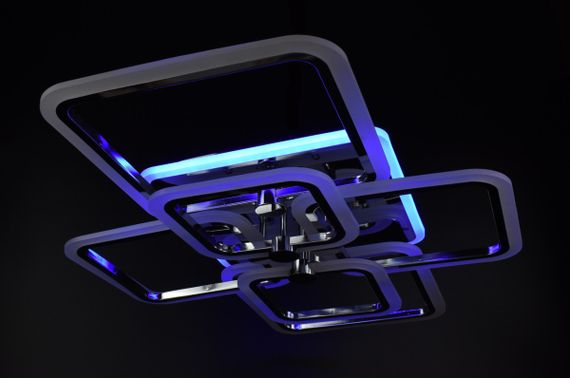 Люстра світлодіодна стельова LED світильник для квартири на стелю лед з пультом 25947 Хром 12х59х80 см. | Зображення 6