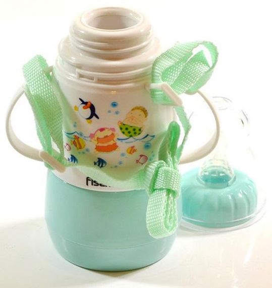 Пляшка дитяча для годування Fissman Babies "Кумедне купання" 150мл з ремінцем, аквамарин | Зображення 1