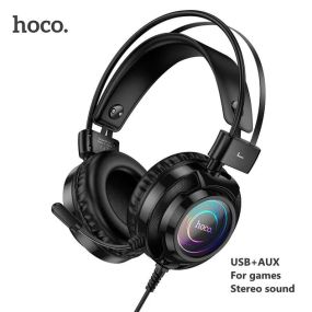 Ігрові навушники з мікрофоном Hoco W110 Resource gaming (гарнітура, ігрові, AUX 3,5mm + USB) Чорний