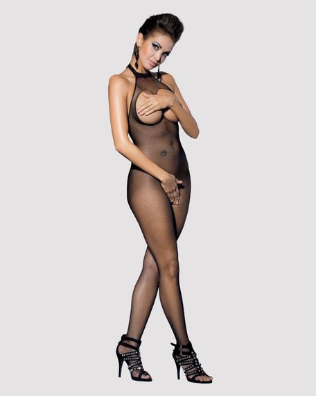Бодістокінг із дрібної сітки з відкритими грудьми та доступом Obsessive Bodystocking N101 S/M/L | Зображення 1