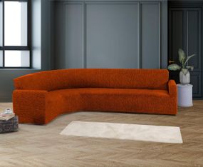 Жаккардовый чехол на угловой диван Rain без юбки  Кирпичный