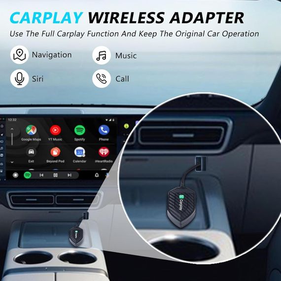 CarPlay бездротовий адаптер Android Auto, Карплей для перетворення дротого на бездротовий для авто з 2017 року | Зображення 1