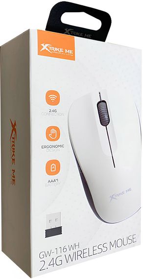 Мишка XTRIKE ME GW-116, бездротова 2.4G, 1000dpi., 3кн., біла
