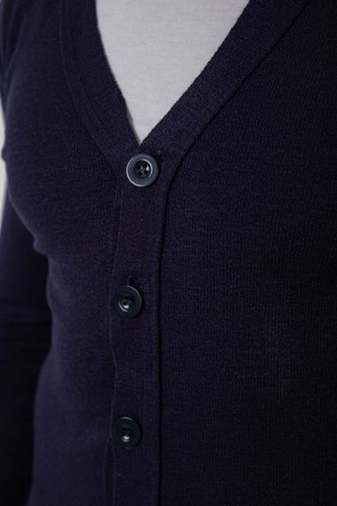 Кофта чоловіча на ґудзиках, колір темно-синій, 238R18004 | Зображення 4