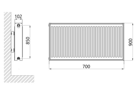Радіатор сталевий Thermo Alliance IMAS 22 тип 900x700 мм нижнє підключення (TAI22900700V) | Зображення 1