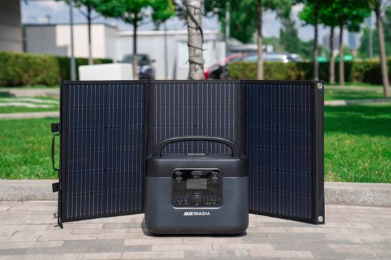 Портативна сонячна панель 2E, 100 Вт зарядний пристрій, DC, USB-С PD45W, USB-A 24W (2E-LSFC-100) | Зображення 2