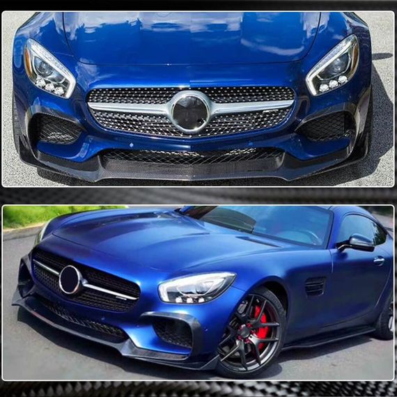 Накладка на передній бампер Lip (для 2015-2017, Карбон) для Mercedes AMG GT C190/R190 рр | Зображення 2