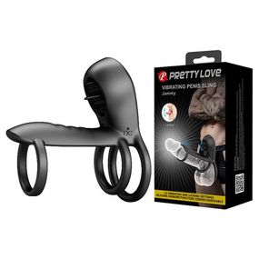 Насадка на член - Pretty Love Vibrating Penis Sling Jammy Black