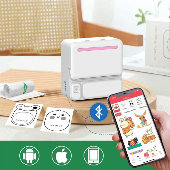 Портативний термопринтер з Bluetooth + рулон термопаперу, C19 / Міні принтер для друку | Зображення 5