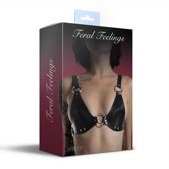 Ліф з натуральної шкіри Feral Feelings - Bikini Top Black Sex Aura | Зображення 3