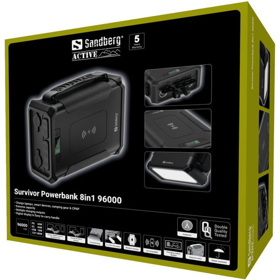 УМБ Sandberg Survivor 96000mAh DC84W PD USB-C60W Cigar Lighter 180W 2USB-A18W,Wireless LiFePo4 | Зображення 5