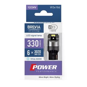 10110X2 BREVIA Лампа світлодіодна Brevia Power W21W 330Lm 6x3020SMD 12/24V CANbus, 2шт.