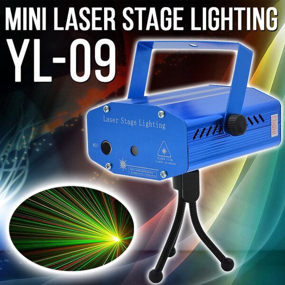 Лазерный проектор Диско LASER YL-09 4IN1 цветной проектор со световыми эффектами для дома и дискотеки с штатив | Зображення 1