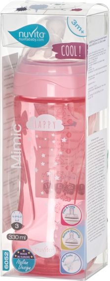 Детская Антиколиковая бутылочка Nuvita NV6052 Mimic Cool 330мл розовая (NV6052PINK) | Зображення 1