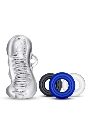 Набір мастурбатор та 3 ерекційні кільця Blush Quickie kit прозорий | Зображення 1