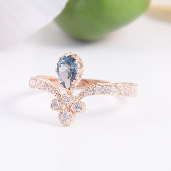 Кольцо из красного золота с топазом London Blue 19 | Зображення 4