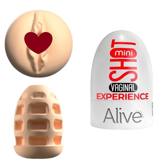 Кишеньковий мастурбатор у вигляді вагіни Alive Mini Shot Experience бежевий Sex Aura