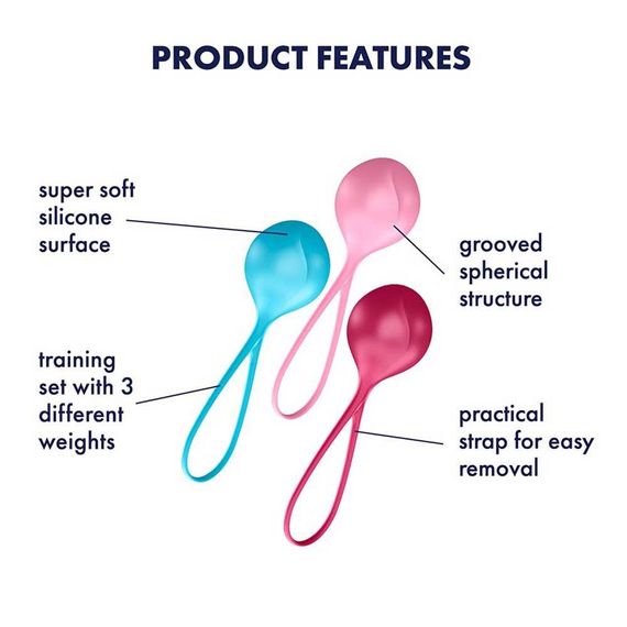 Набір одинарних вагінальних кульок Satisfyer Strengthening Balls різнокольорові Sex Aura | Зображення 3