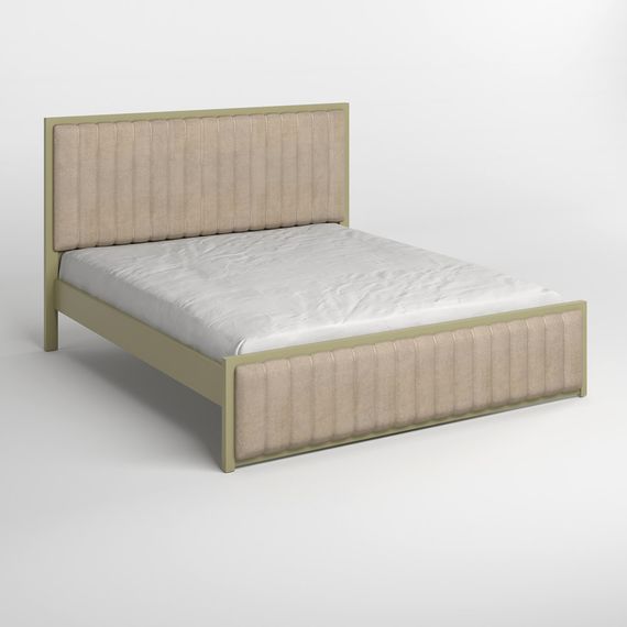 Двоспальне дерев'яне ліжко Mebigrand Відень Оливковий (RAL1020)/Аляска 23 (Бежевий) 180х190 см (MBG-10887) | Зображення 1