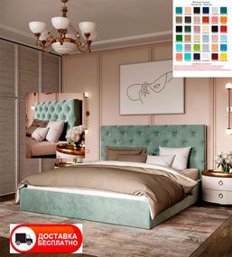 Кровать Велюр Viorina-Deko 160х200 см с подъемным механизмом, выбор цвета обивки