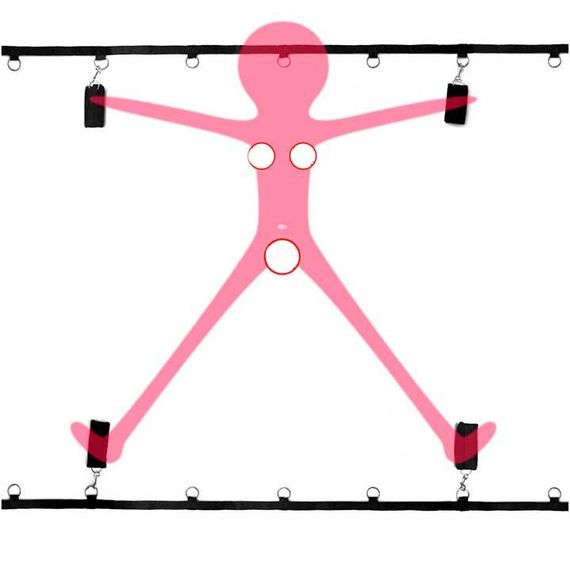 Бондаж Dreamtoys Ременная система для фиксации к кровати Blaze Bed Restraint Set – Садо-мазо