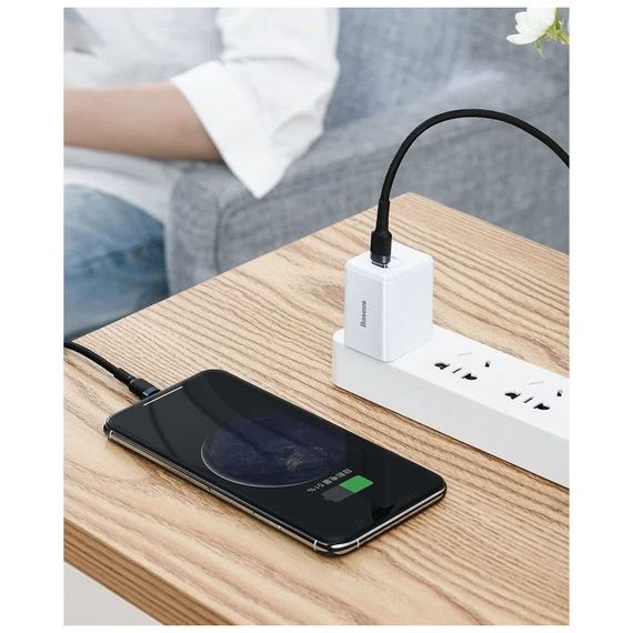 Дата кабель USB-C to Lightning 1.0m 18W 2.1A Cafule Black-Grey Baseus (CATLKLF-G1) | Зображення 5