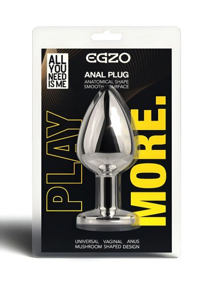 Анальна пробка EGZO Silver Round Plug S з нержавіючої сталі, з аметистовим кристалом, 70 мм Sex Aura | Зображення 4