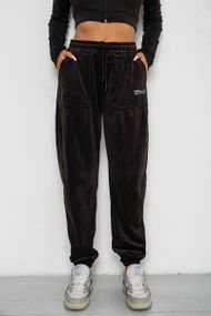 Спортивные штаны велюровые женские на флисе  -уценка, цвет черный, 238R58645-U