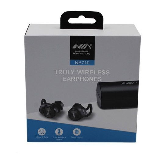 Наушники Bluetooth NIA NB710 с кейсом черные беспроводные | Зображення 2