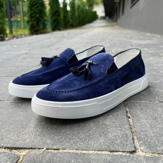 Синие лоферы на белой подошве 44 размер | Зображення 3