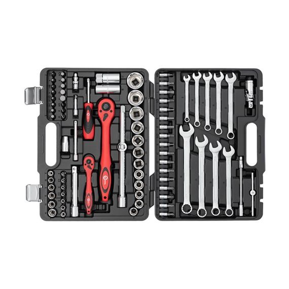 Професійний набір інструментів 1/2", 1/4", 82 од., Cr-V INTERTOOL ET-6082 | Зображення 1