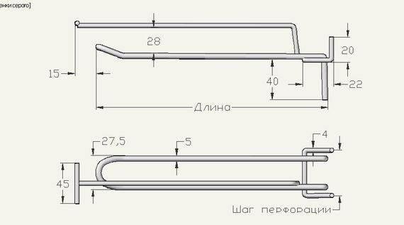 Двойной торговый крючок с ценникодержателем | Зображення 1