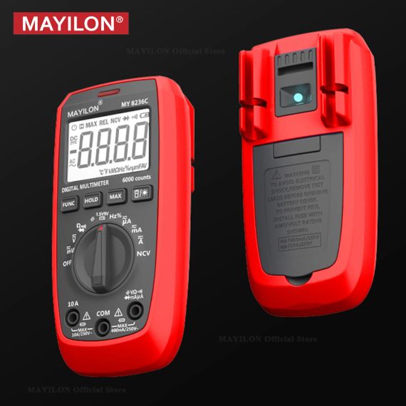 Мультиметр MAYILON MY8236B/C Професійний цифровий амперметр змінного/постійного струму, вольтметр, Гц, омметр, неперервність NCV, електричний мультитестер. | Зображення 3