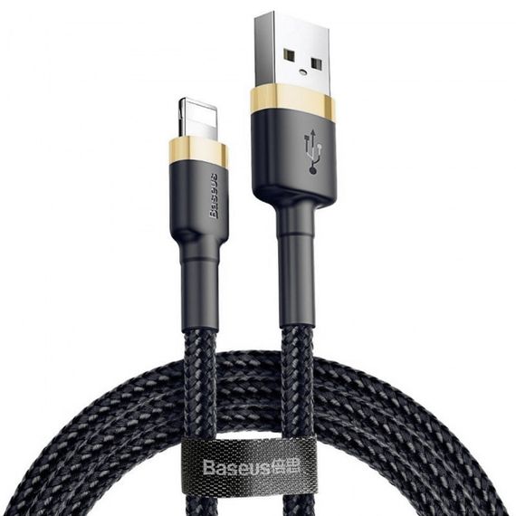 Дата кабель Baseus Cafule USB to Lightning 2.4A (1m) (CALKLF-B) Золотий / Чорний