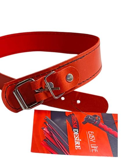 Вишуканий нашийник із високоякісної натуральної шкіри в червоному кольорі Sex Aura