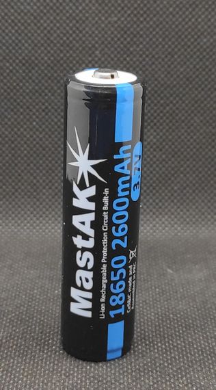 Аккумулятор Li-ion MastAK 18650 3.6v 2600mAh с защитой  (1шт) | Зображення 2