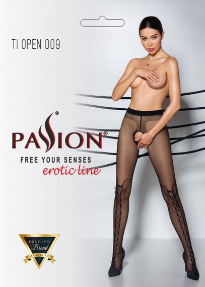 Колготки з відкритим доступом, імітація ботфорт Passion TIOPEN 009 1/2 (20 den), black Sex Aura | Зображення 2